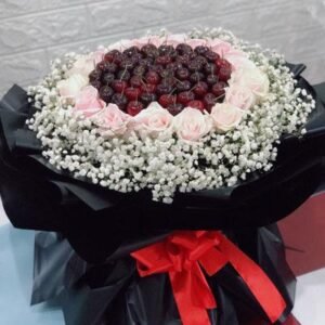 Bó hoa hồng kết hợp cherry